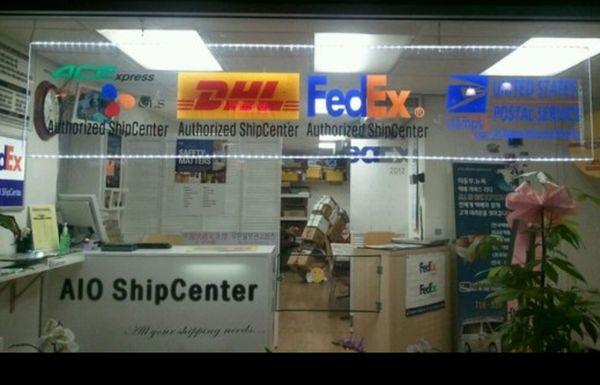 FedEx,Dhl,USPS,cj express,Authorized ship center. Printing&Copy&Fax service. Mailbox available.