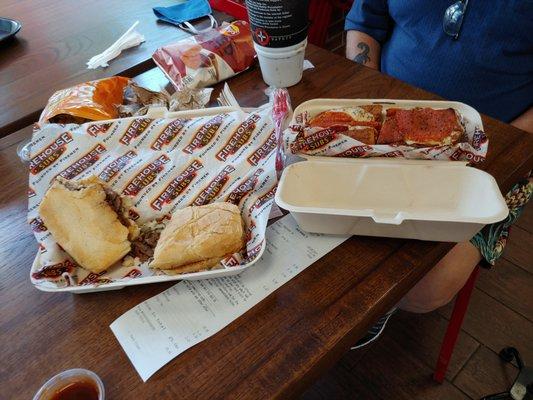 Steak and cheese and new pepperoni meatball.