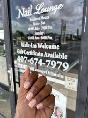 Acrylic on my nails the nude bar color