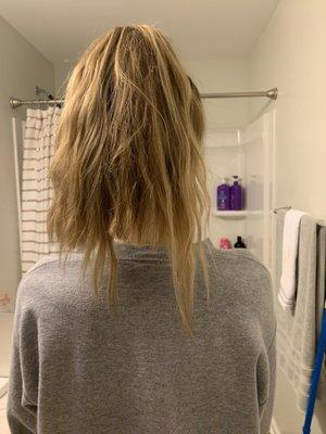 This is Jackie's idea of a $73 haircut. There should be no uneven pieces if the cut was blended and connected properly