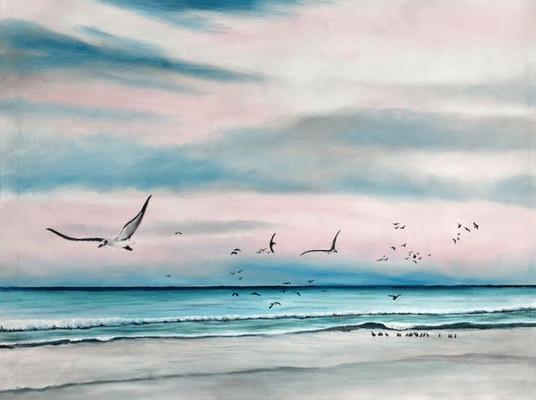 #141716 - "Sea Gulls On The Gulf" - 28"h x 34"w