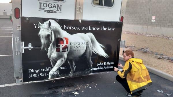 SpeedPro Imaging of N Phoenix is the specialist in horse graphics, such as for Dioguardi Law. You know horses, they know law.