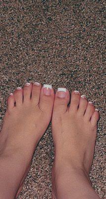 Acrylic on both big toes and French tip