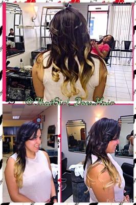 Partial installment ombréd with loose body curls