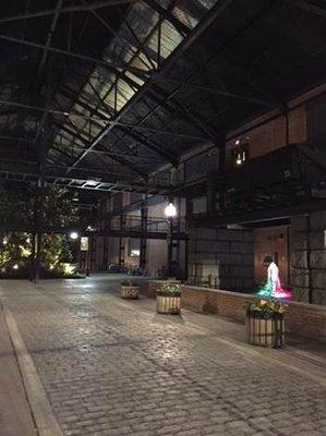 Lehigh Riverport Condominium Association Courtyard with Bethlehem Steel Coal Car Fountain.  A beautiful feature in any season.