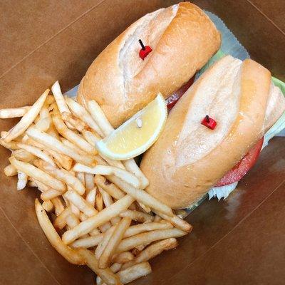 Fried Oyster Po Boy + French Fries