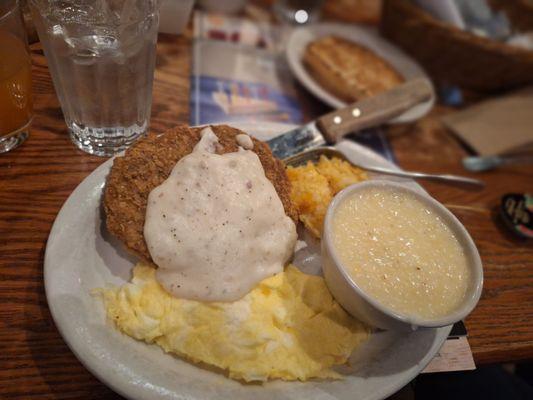 Country Fried Steak with Cheese Grits