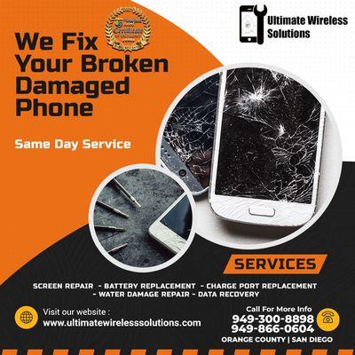 We fix cracked screens on all iPhones and androids in Irvine ca