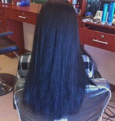 My clients hair after her Keratin smoothing treatment