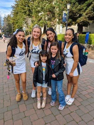 The girls got to take pictures with the Cal cheerleaders. After the Cal vs No. 25 USC women's basketball game on Sunday, February, 19, 2023.