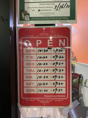 Restaurant Hours