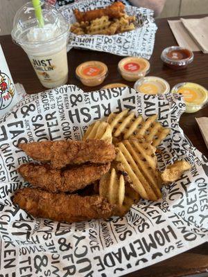 3 piece Chicken Tender meals with Waffle Fries