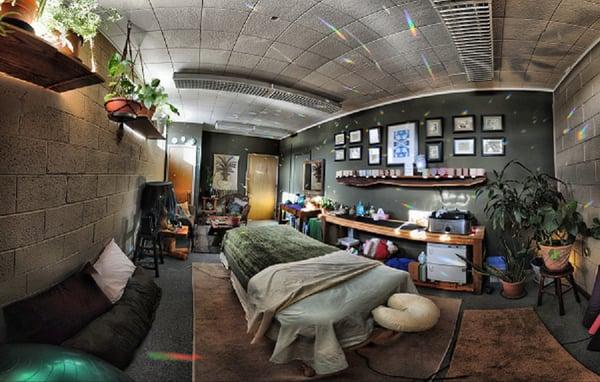 The studio through Logan's wide angle lense.