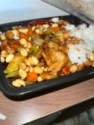 large kung pao chicken with white rice