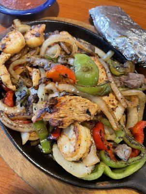 Chicken, Steak, & Shrimp Fajitas