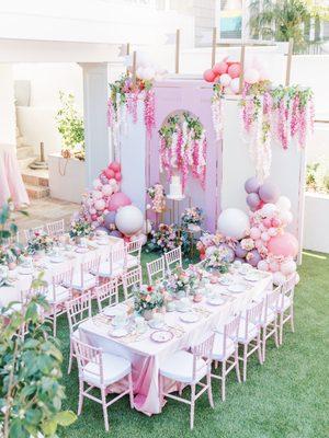 Kids tables, chairs, linens