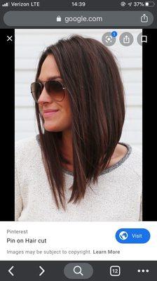 This is the style I discussed, requested and showed the hairdresser.