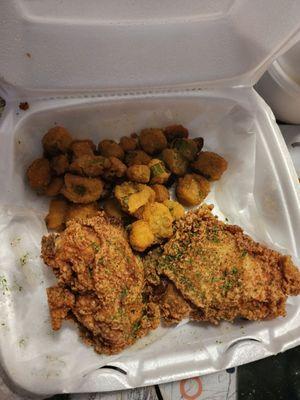 Fried Chicken and okra