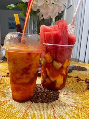 mangonada & large fruit cup