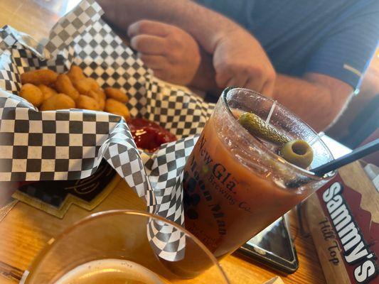 Cheese curds and a Bloody Mary