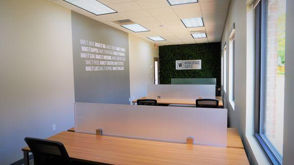 Open concept hot desks, ready for one or group projects.