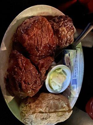 Ribeye steak with baked potato