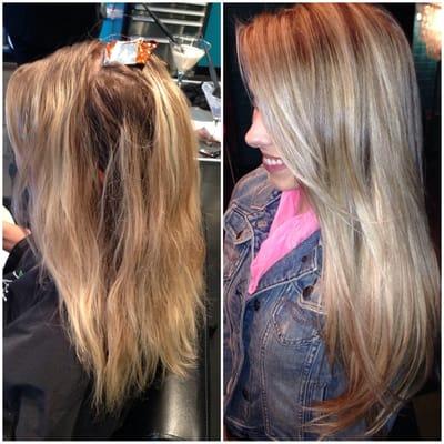 Before and after! Color and extensions by Kara!