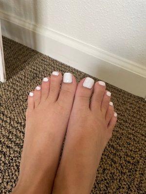 My pedicure look a lot better than my manicure