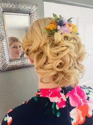 Up do with flowers