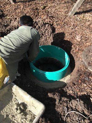 Septic riser installation