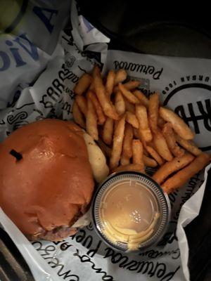 Cheeseburger and fries