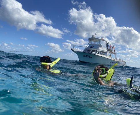 Snorkeling, and boat