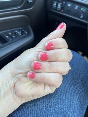 Two chipped nails- pointer finger and pinky finger