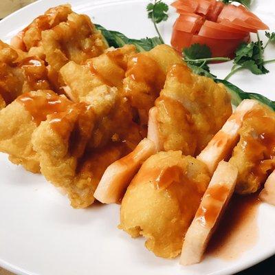 Fried Snow Fish with Cantalope