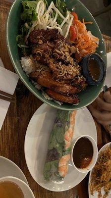 BBQ chicken bowl is huge you can share! Delicious