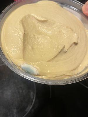 Meyer lemon hummus (just purchased from Kroger and just opened) covered in mold.