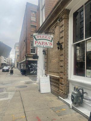 Off the main streets...not a bad sign for good, authentic pizza!