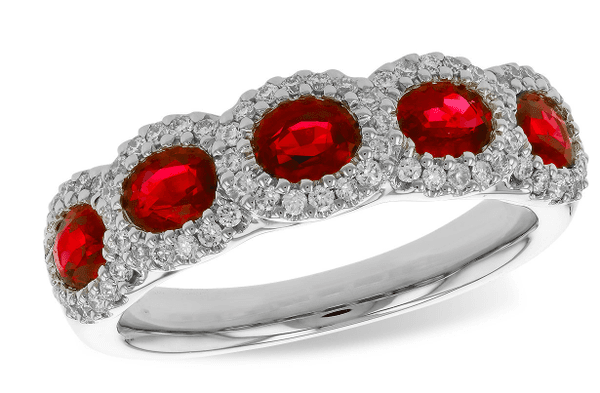 Red Ruby and Diamond Platinum anniversary band