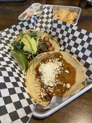 Pork belly taco and Mushroom Tinga taco