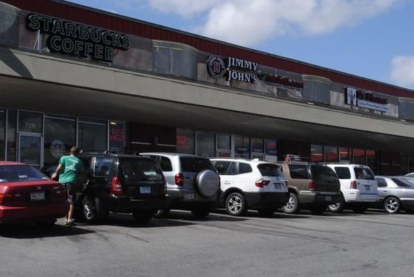 Our neighbors - Starbucks, Jimmy Johns and Inksell.