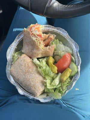 Grill chicken Caesar wrap, and salad