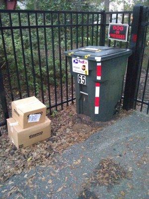 Food packages placed on ground  10:00 pm, before rain!