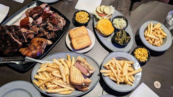 Pitmaster Bologna Sandwich, Garden Burger, and The Everything Platter