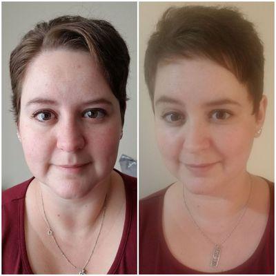 Left- haircut I received  Right- haircut redo elsewhere