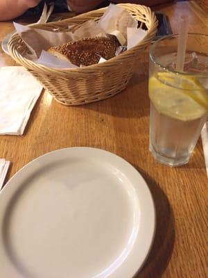 Basket of bread with butter