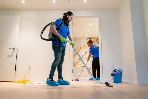 We care about your floors. Our crew always wear shoe covers to make sure your floors stays looking perfect.