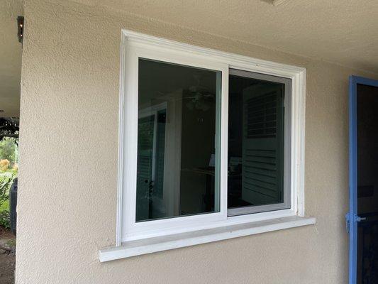 Milgard Trinsic white vinyl windows installed retro-fit