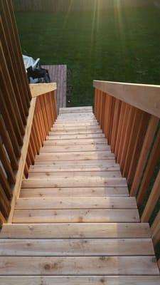 Stairs created from our upper deck to our lower deck.