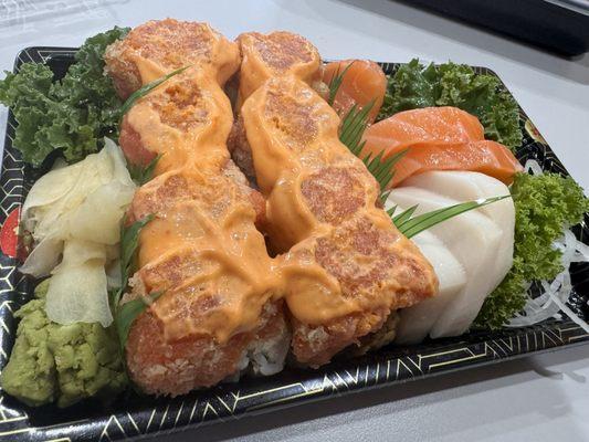 Battera Roll with salmon and white tuna sashimi