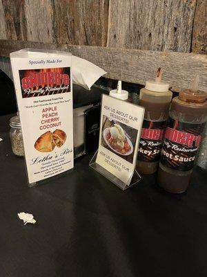 Dessert  menus include handmade fried pies.